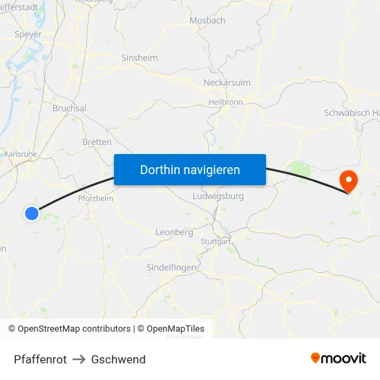 Pfaffenrot to Gschwend map