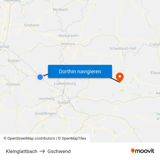 Kleinglattbach to Gschwend map