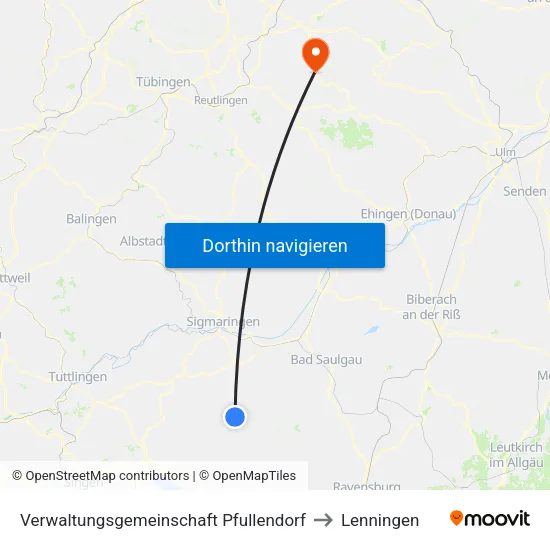 Verwaltungsgemeinschaft Pfullendorf to Lenningen map