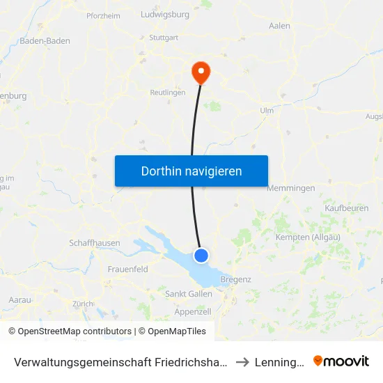 Verwaltungsgemeinschaft Friedrichshafen to Lenningen map