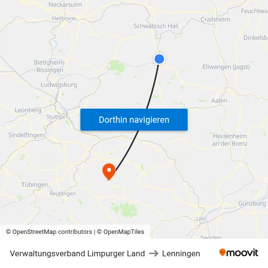 Verwaltungsverband Limpurger Land to Lenningen map