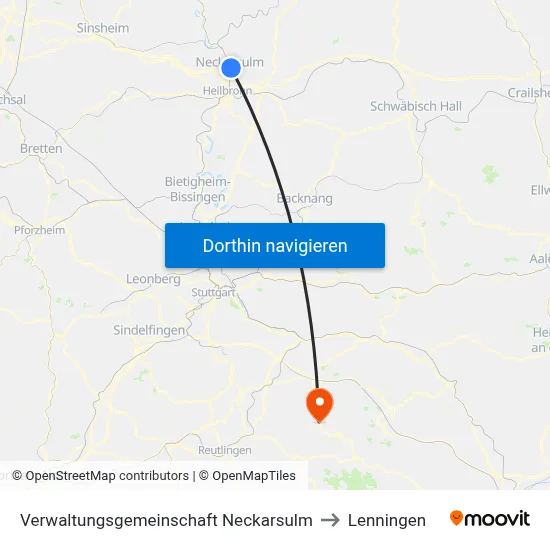 Verwaltungsgemeinschaft Neckarsulm to Lenningen map