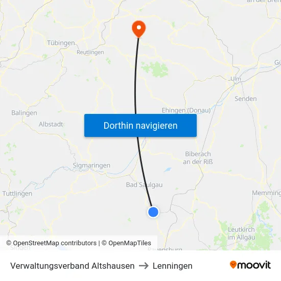 Verwaltungsverband Altshausen to Lenningen map