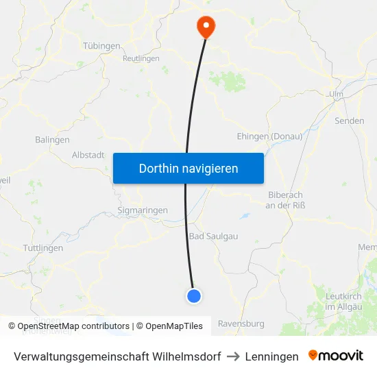 Verwaltungsgemeinschaft Wilhelmsdorf to Lenningen map