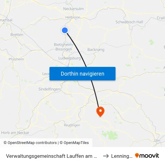 Verwaltungsgemeinschaft Lauffen am Neckar to Lenningen map