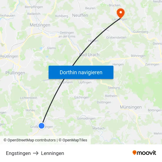 Engstingen to Lenningen map