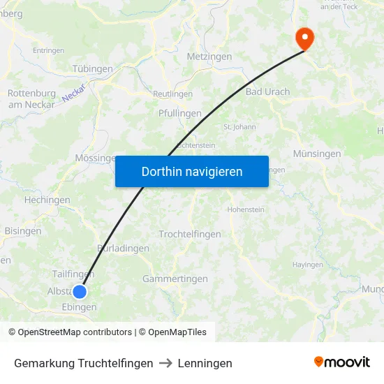 Gemarkung Truchtelfingen to Lenningen map
