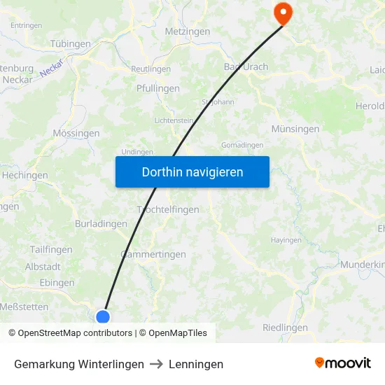 Gemarkung Winterlingen to Lenningen map