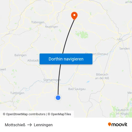 Mottschieß to Lenningen map