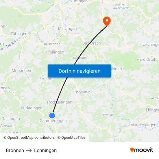 Bronnen to Lenningen map