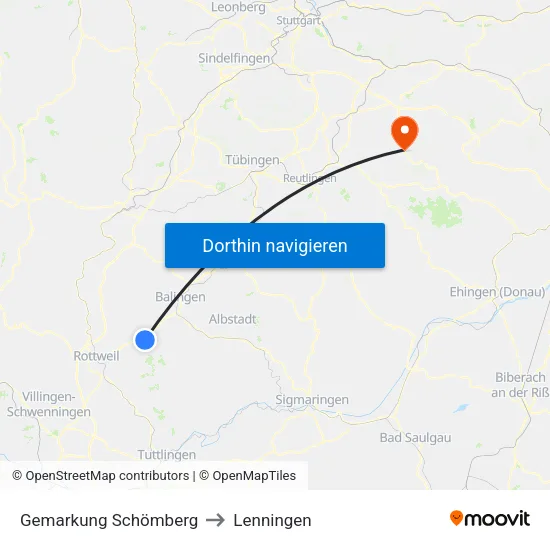 Gemarkung Schömberg to Lenningen map