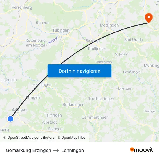 Gemarkung Erzingen to Lenningen map