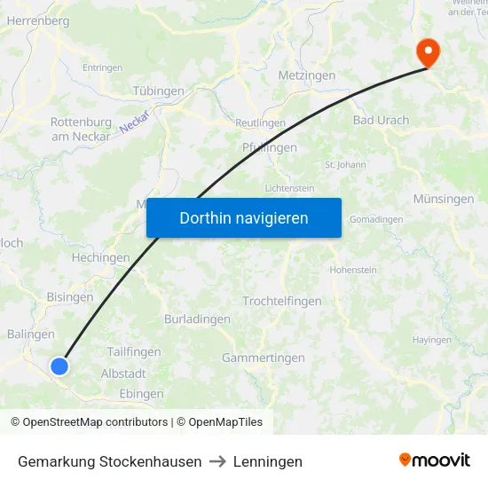 Gemarkung Stockenhausen to Lenningen map