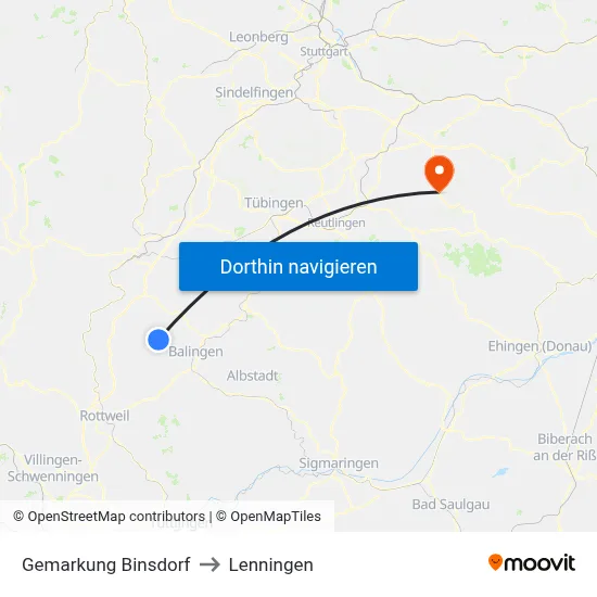 Gemarkung Binsdorf to Lenningen map