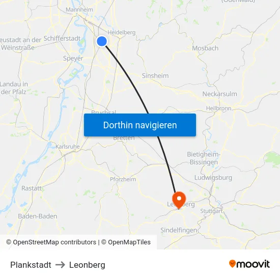 Plankstadt to Leonberg map