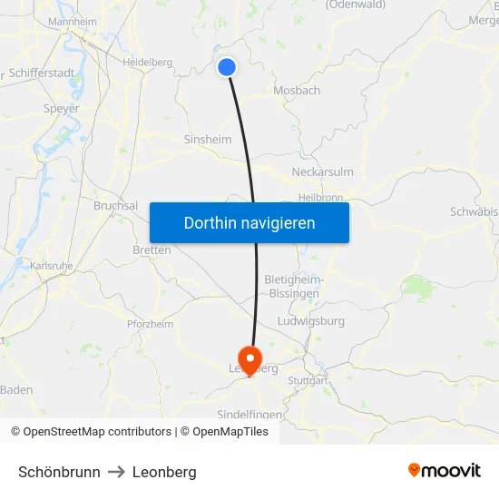 Schönbrunn to Leonberg map