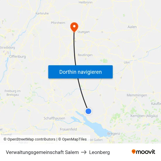 Verwaltungsgemeinschaft Salem to Leonberg map