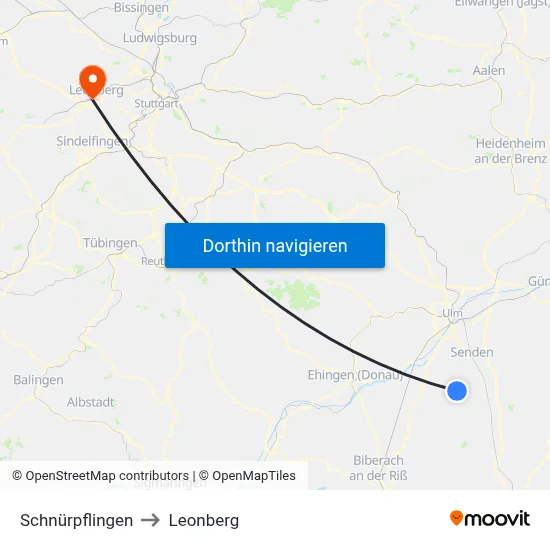 Schnürpflingen to Leonberg map