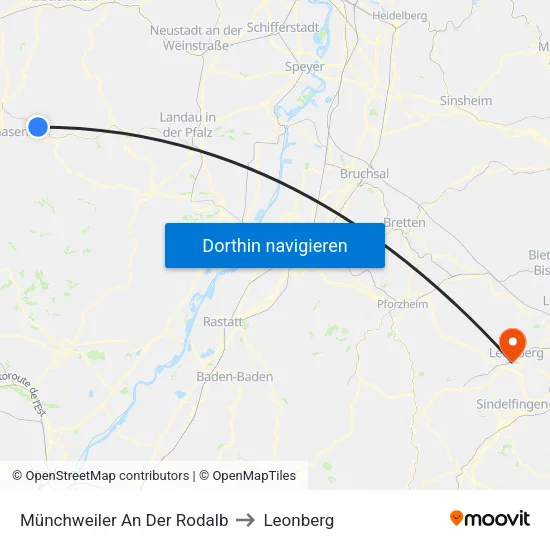 Münchweiler An Der Rodalb to Leonberg map