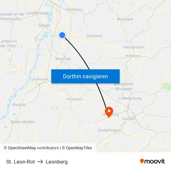 St. Leon-Rot to Leonberg map