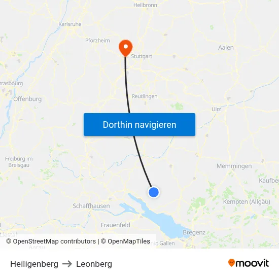 Heiligenberg to Leonberg map