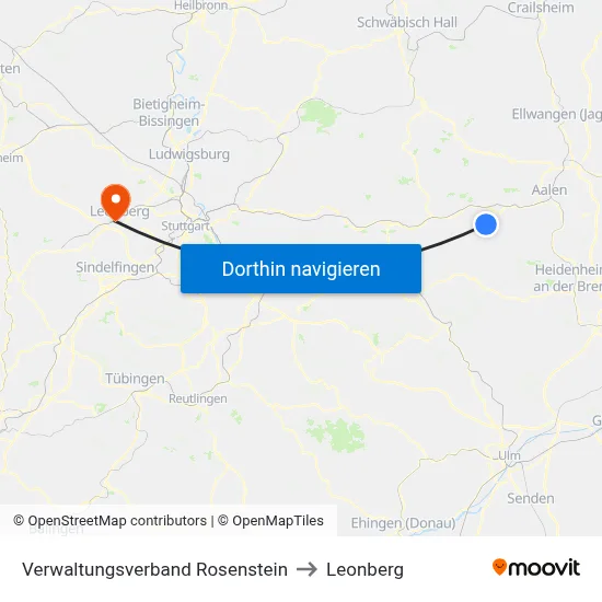 Verwaltungsverband Rosenstein to Leonberg map
