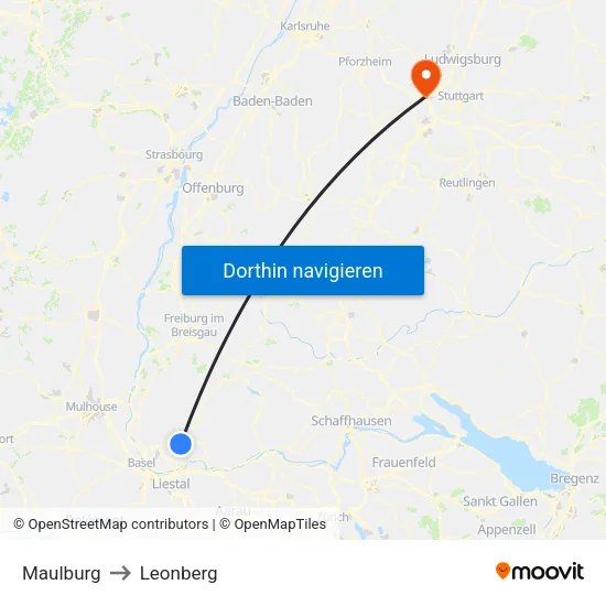 Maulburg to Leonberg map