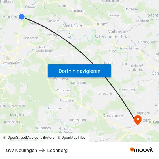 Gvv Neulingen to Leonberg map