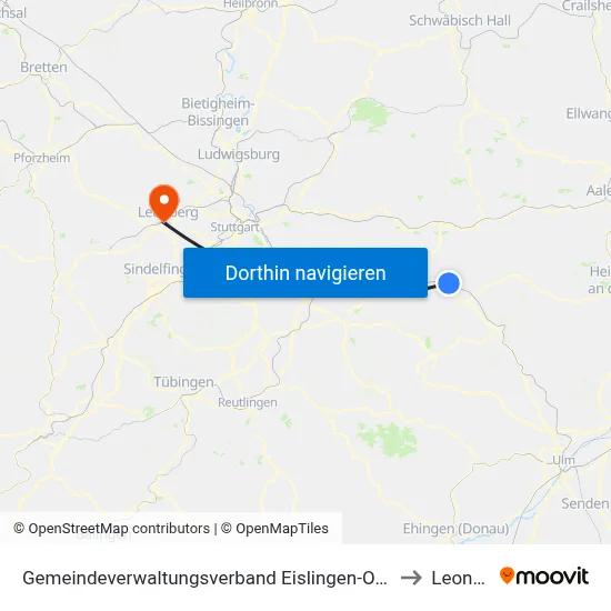Gemeindeverwaltungsverband Eislingen-Ottenbach-Salach to Leonberg map
