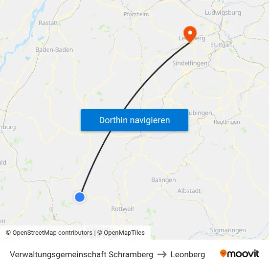 Verwaltungsgemeinschaft Schramberg to Leonberg map