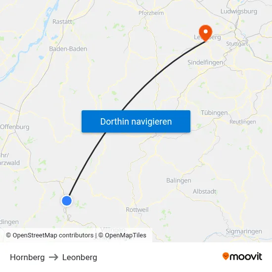 Hornberg to Leonberg map