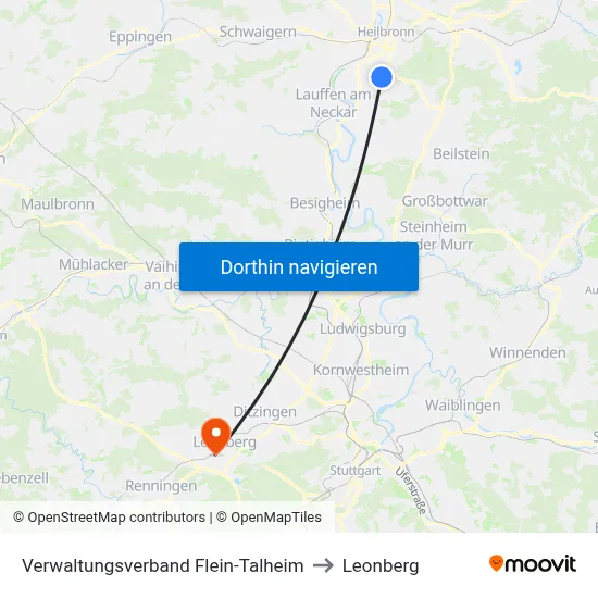 Verwaltungsverband Flein-Talheim to Leonberg map
