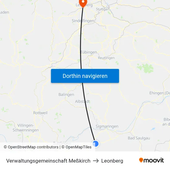 Verwaltungsgemeinschaft Meßkirch to Leonberg map