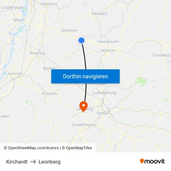 Kirchardt to Leonberg map