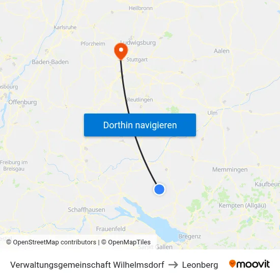 Verwaltungsgemeinschaft Wilhelmsdorf to Leonberg map