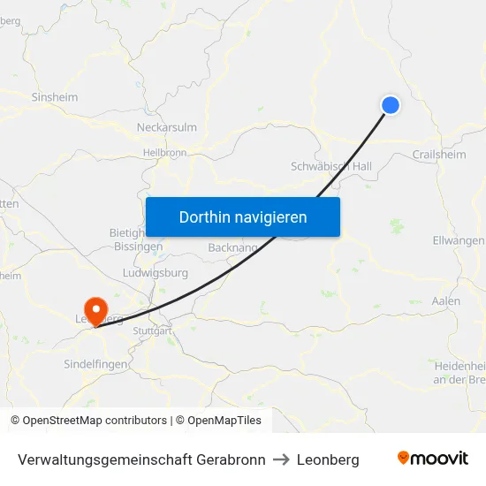Verwaltungsgemeinschaft Gerabronn to Leonberg map