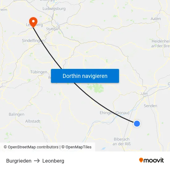 Burgrieden to Leonberg map
