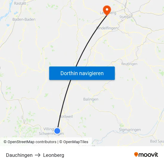 Dauchingen to Leonberg map