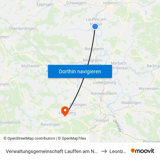 Verwaltungsgemeinschaft Lauffen am Neckar to Leonberg map