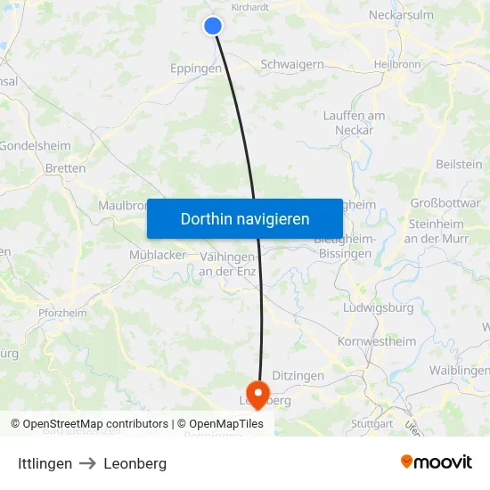 Ittlingen to Leonberg map
