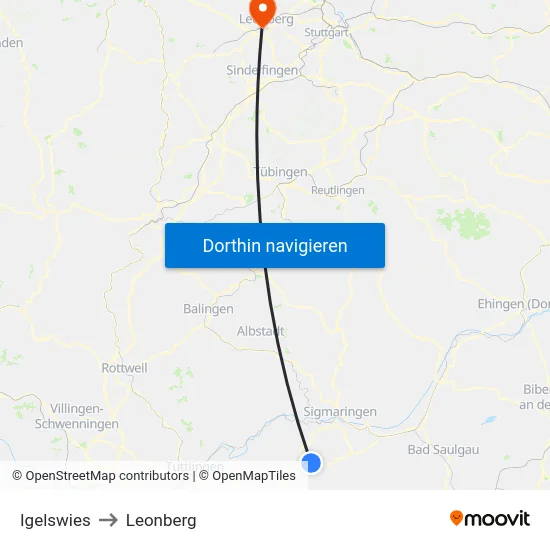 Igelswies to Leonberg map