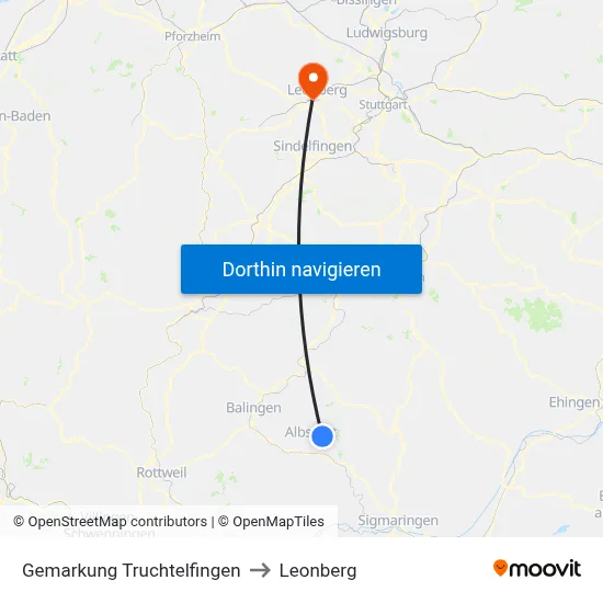 Gemarkung Truchtelfingen to Leonberg map