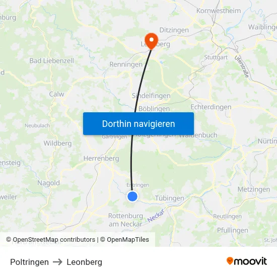 Poltringen to Leonberg map