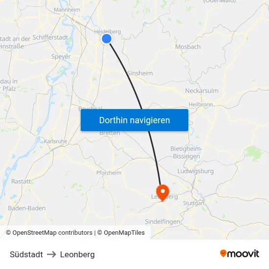 Südstadt to Leonberg map