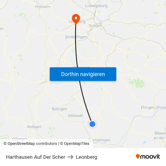 Harthausen Auf Der Scher to Leonberg map