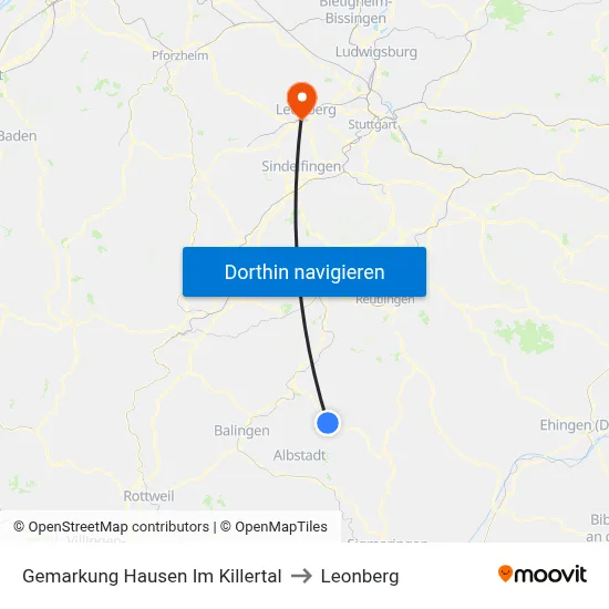 Gemarkung Hausen Im Killertal to Leonberg map