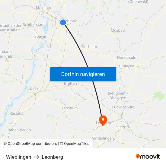 Wieblingen to Leonberg map