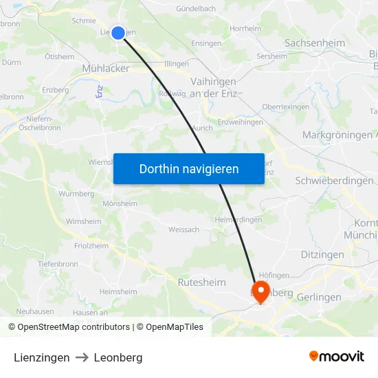 Lienzingen to Leonberg map