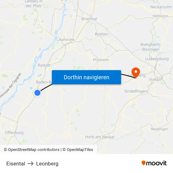 Eisental to Leonberg map