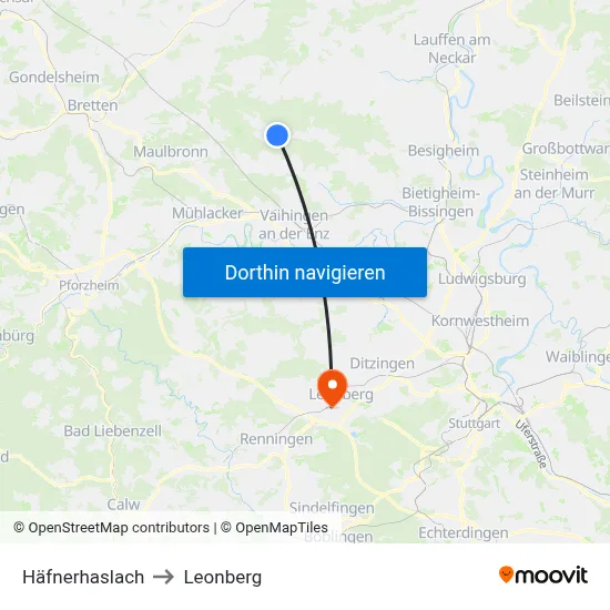 Häfnerhaslach to Leonberg map